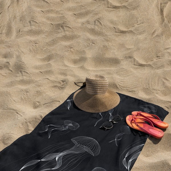 Crno-bijeli ručnik za plažu 90x180 cm Jellyfish - DecoKing-image-4