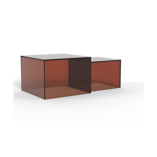 Smeđi stakleni stolići za kavu u setu 2 kom 50x50 cm Dice – Actona-image-4