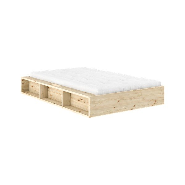 Krevet od masivnog bora bez uzglavlja s podnicom 120x200 cm u svijetloj prirodnoj boji Ziggy – Karup-image-1