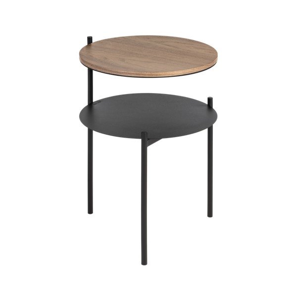 Crni/u tamnoj prirodnoj boji noćni ormarić s pločom stola u dekoru oraha Tu – noo.ma