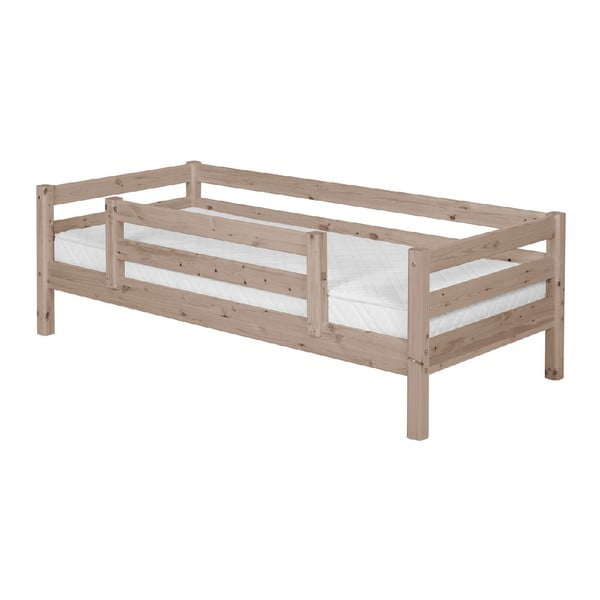 Smeđi dječji krevet od borovine sa sigurnosnom ogradom Flexa Classic, 90 x 200 cm