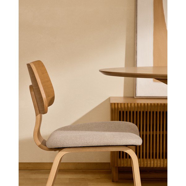 Bež/u prirodnoj boji blagovaonska stolica u dekoru hrasta Gena – Kave Home-image-2