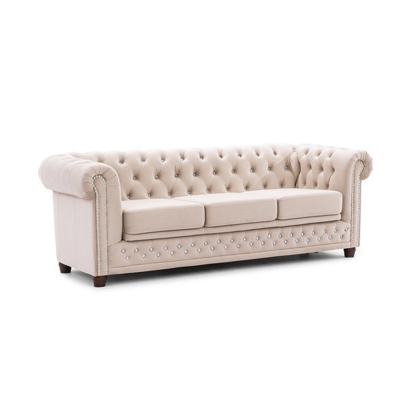 Bež baršunasti sklopiva sofa 203 cm York Blik – Ropez
