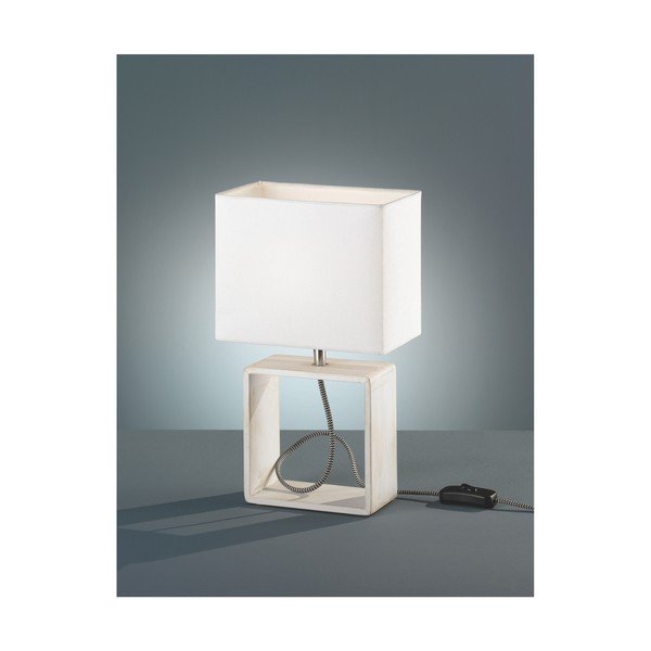 Bijela stolna lampa od prirodnog drveta i tkanine Reality Tick, visina 34 cm-image-1