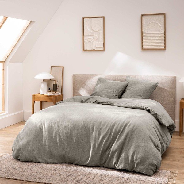 Siva 3-dijelna pamučna posteljina za bračni krevet/za produženi krevet 240x220 cm Meline – douceur d'intérieur