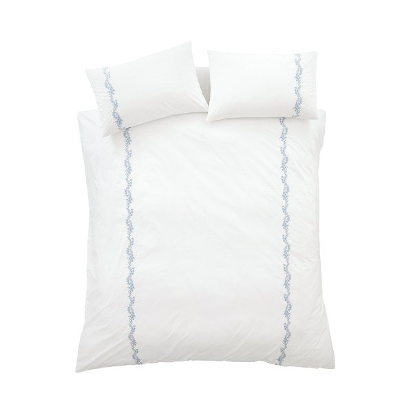 Bijela posteljina za krevet za jednu osobu od pamučnog perkala 135x200 cm Camille Embroidered Floral – Bianca