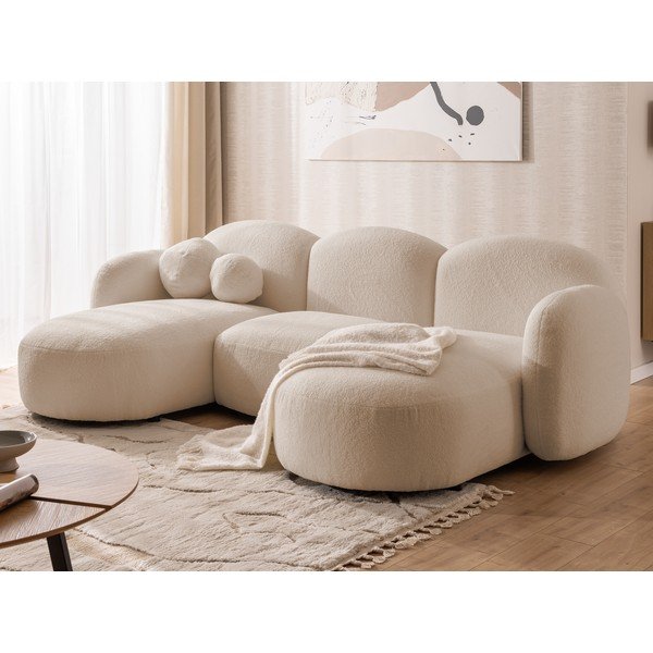 Svjetlo smeđa kutna garnitura od bouclé tkanine (u obliku slova "U") Orbit – Ropez-image-4