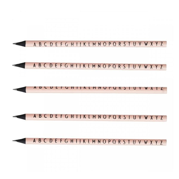 Set od 5 ružičastih olovaka Design Letters Pencils