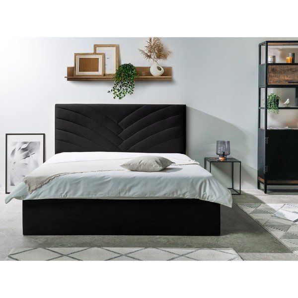 Tamno sivi tapecirani bračni krevet s prostorom za pohranu s podnicom 160x200 cm Palmyre - Bobochic Paris-image-2