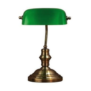 Stolna lampa u zelenoj boji i mesingu Markslöjd Bankers, visina 42 cm