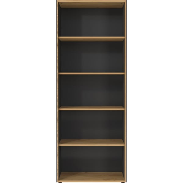 Antracitno siva/u prirodnoj boji biblioteka u dekoru hrasta 75x196x40 cm Podium – Germania