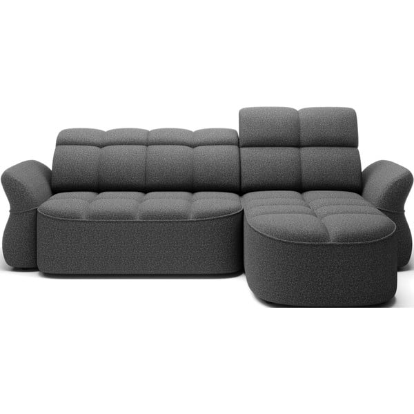 Tamno siva baršunasti sklopiva/s prostorom za odlaganje kutna garnitura (s desnim kutom/s ležaljkom) Beneth – ELTAP