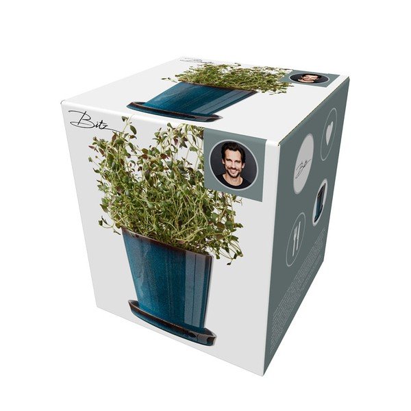 Ukrasna tegla za cvijeće od kamenine ø 10 cm Gastro Dark Blue/Black – Bitz-image-3