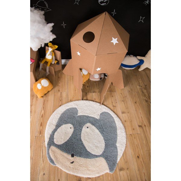 Sivi/krem periv/ručno rađen vunen dječji tepih ø100 cm Astromouse – Lorena Canals-image-1
