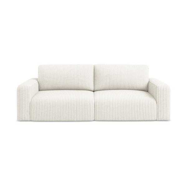 Krem sklopiva/s prostorom za odlaganje sofa od samta 252 cm Kona – Makamii