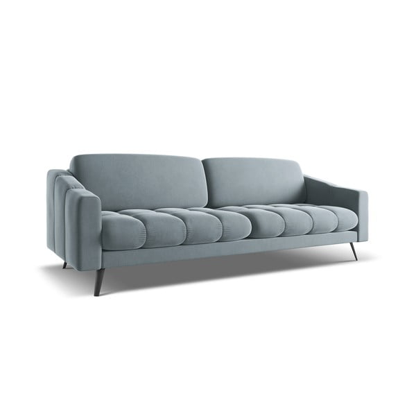 Svijetlo plava baršunasti sofa 238 cm Nalu – Makamii-image-2