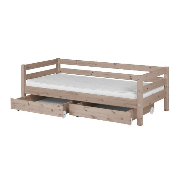 Smeđi dječji krevet od borovine s 2 ladice Flexa Classic, 90 x 200 cm