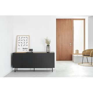 Crna niska komoda u dekoru hrasta 165x78 cm Arista – Teulat