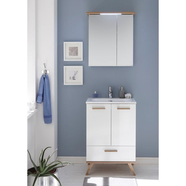 Bijeli viseći kupaonski ormarić s ogledalom 60x72 cm Set 923 - Pelipal-image-1