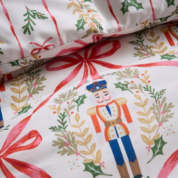 Posteljina za krevet za jednu osobu u prirodnoj boji 135x200 cm Christmas Nutcracker Bows – Catherine Lansfield-image-4