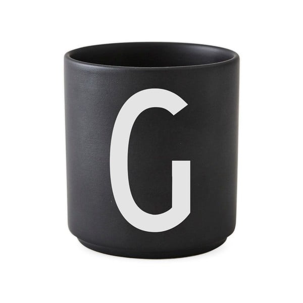 Crna porculanska šalica Design Letters Alphabet G, 250 ml