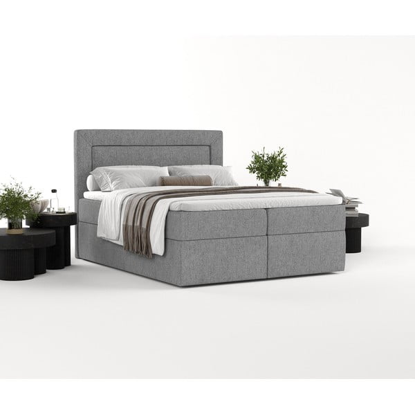 Sivi boxspring krevet s prostorom za pohranu 160x200 cm Imagine – Maison de Rêve-image-2