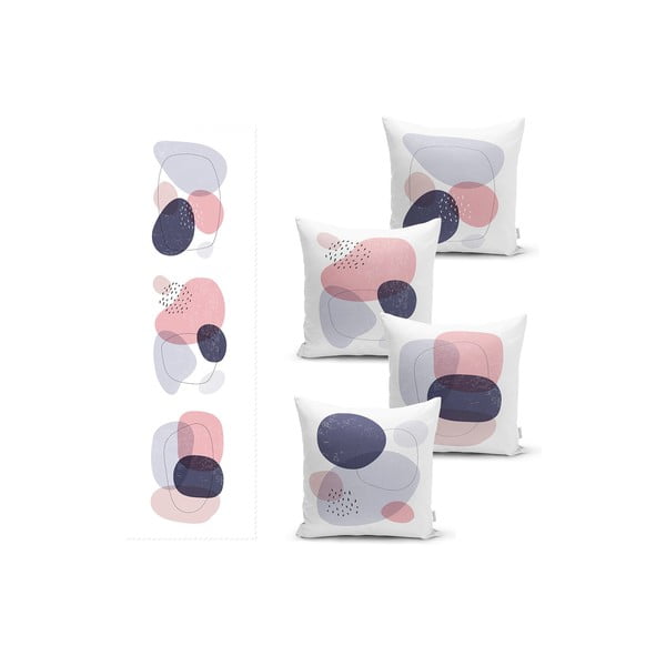 Set od 4 jastučnice i nadstolnjak s primjesom pamuka Minimalist Home World