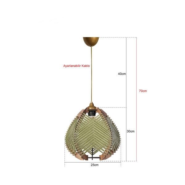 Zelena/u prirodnoj boji viseća svjetiljka s tekstilnim sjenilom ø 25 cm Yola – Opviq lights-image-2