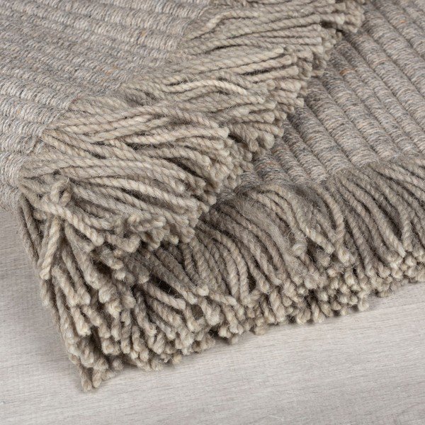 Sivi ručno rađen tepih od mješavine vune 160x230 cm Rene Fringed Ribbed – Flair Rugs-image-2