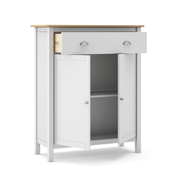 Bijela/natur visoka komoda od borovine 90x110 cm Misti - Marckeric-image-4