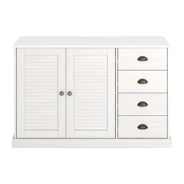 Bijela komoda od masivnog bora 125x80x38 cm Edith – Støraa