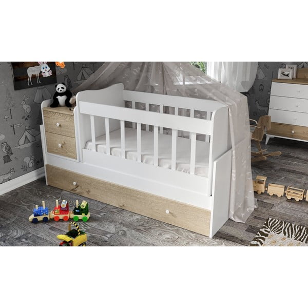 Bijeli/u prirodnoj boji dječji krevet s prostorom za odlaganje 60x120 cm Sansa – Kalune Design-image-3