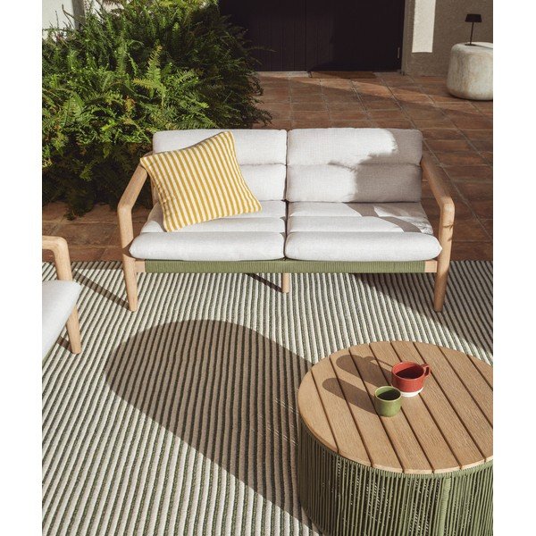 Zelena/bež podstavljena vrtna sofa Menfi – Kave Home-image-1