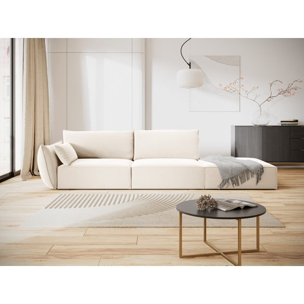 Bež baršunasta sofa s lijevim kutom 264 cm Vanda – Mazzini Sofas-image-3