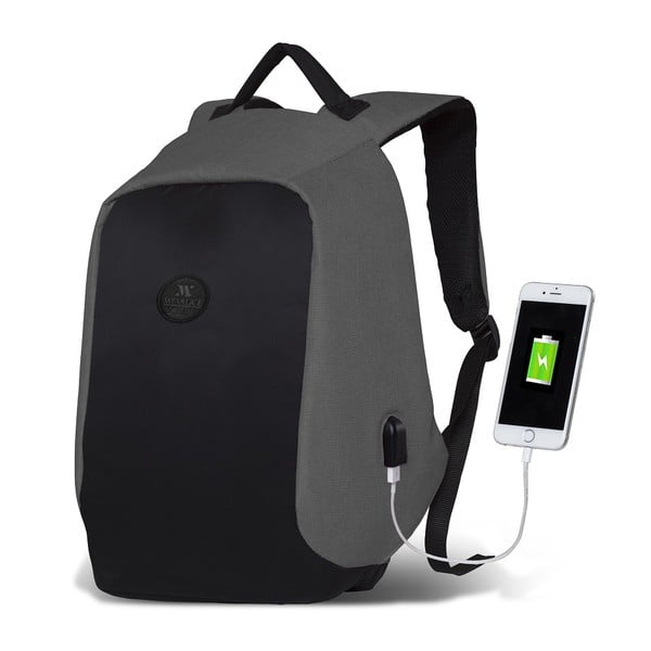 Crno-sivi ruksak s USB priključkom My Valice SECRET Smart Bag