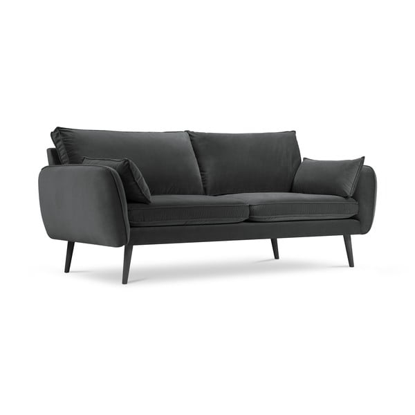 Tamnosiva baršunasta sofa s crnim nogama Kooko Home Lento, 198 cm-image-2