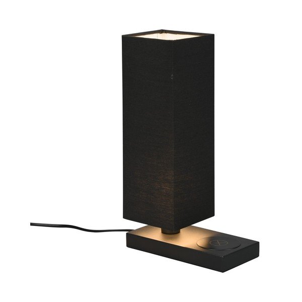 Mat crna stolna lampa s bežičnim punjačem (visina 35 cm) Haley - Reality-image-1