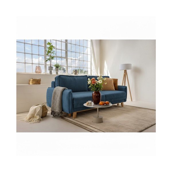Plava sklopiva sofa od samta 218 cm Tori – Bonami Selection-image-1