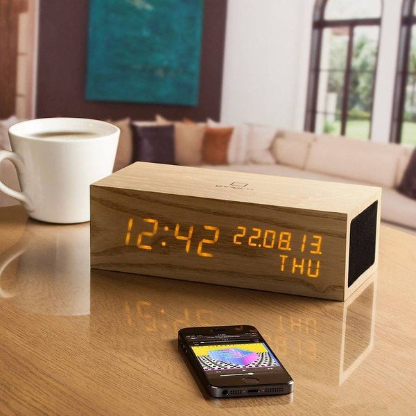 Oak Click Clock zvučnik s narančastom LED budilicom-image-1