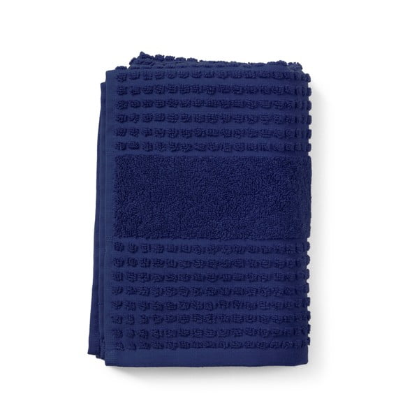 Tamno plavi ručnik od organskog pamuka od frotira 50x100 cm Check – JUNA