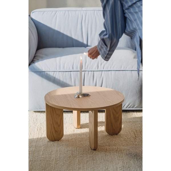 Okrugao stolić za kavu s pločom stola u dekoru hrasta u prirodnoj boji ø 55 cm Kuvu – noo.ma-image-3