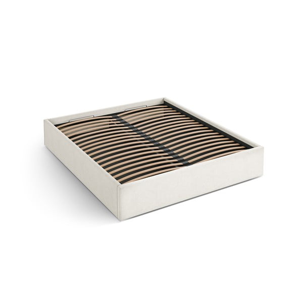 Krem tapecirani bračni krevet s prostorom za odlaganje/bez uzglavlja s podnicom 140x200 cm Susan – Micadoni 