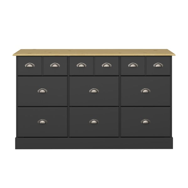 Crna komoda s 9 ladica Støraa Leander