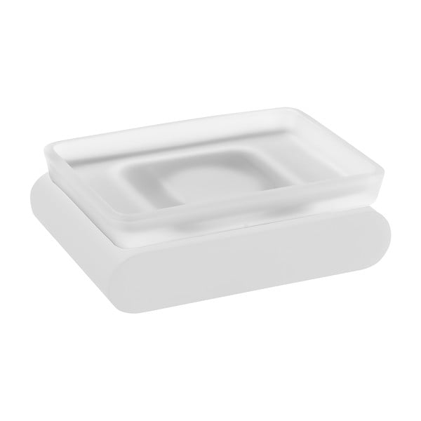 Bijela staklena zidna posuda za sapun Flori – Sapho