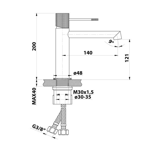 Stojeća slavina za umivaonik u sjajno srebrnoj boji Solaris – Sapho-image-4