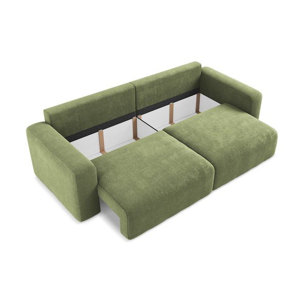 Zelena sklopiva/s prostorom za odlaganje sofa od šenila 252 cm Kona – Makamii-image-4