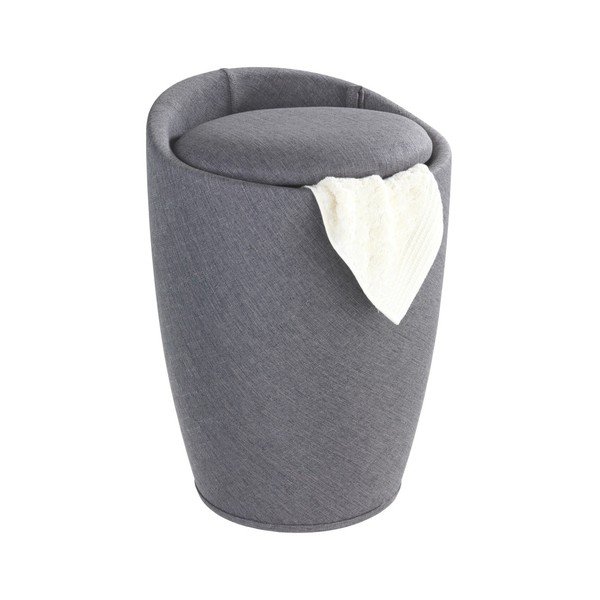 Siva košara za rublje i stolica 2u1 Wenkoo Linen Look, 20 l-image-1