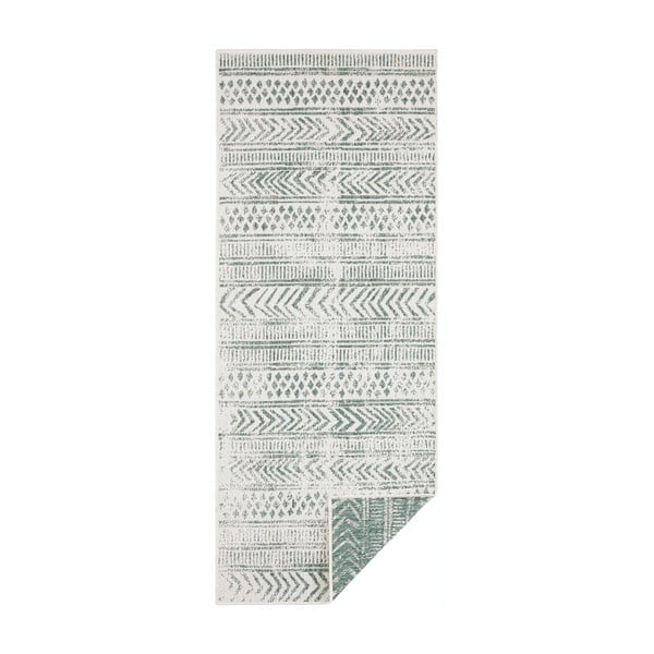Zeleno-krem vanjski tepih NORTHRUGS Biri, 80 x 350 cm