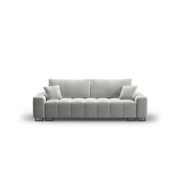Svijetlo siva baršunasti sklopiva/s prostorom za odlaganje sofa 250 cm Wicklow – Cosmopolitan Design