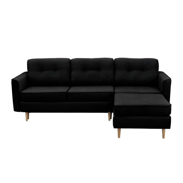 Crni kauč na razvlačenje sa svijetlim nogama Mazzini Sofas Ladybird, desni kut